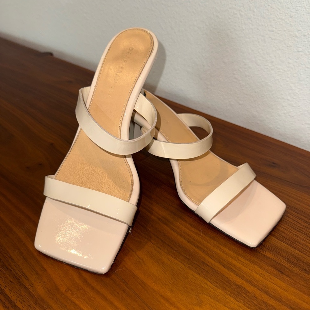Dear Frances Rain Sandal Cream Leather Square Toe
